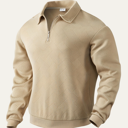 Men’s Textured Collared Quarter Zip Polo Sweater
