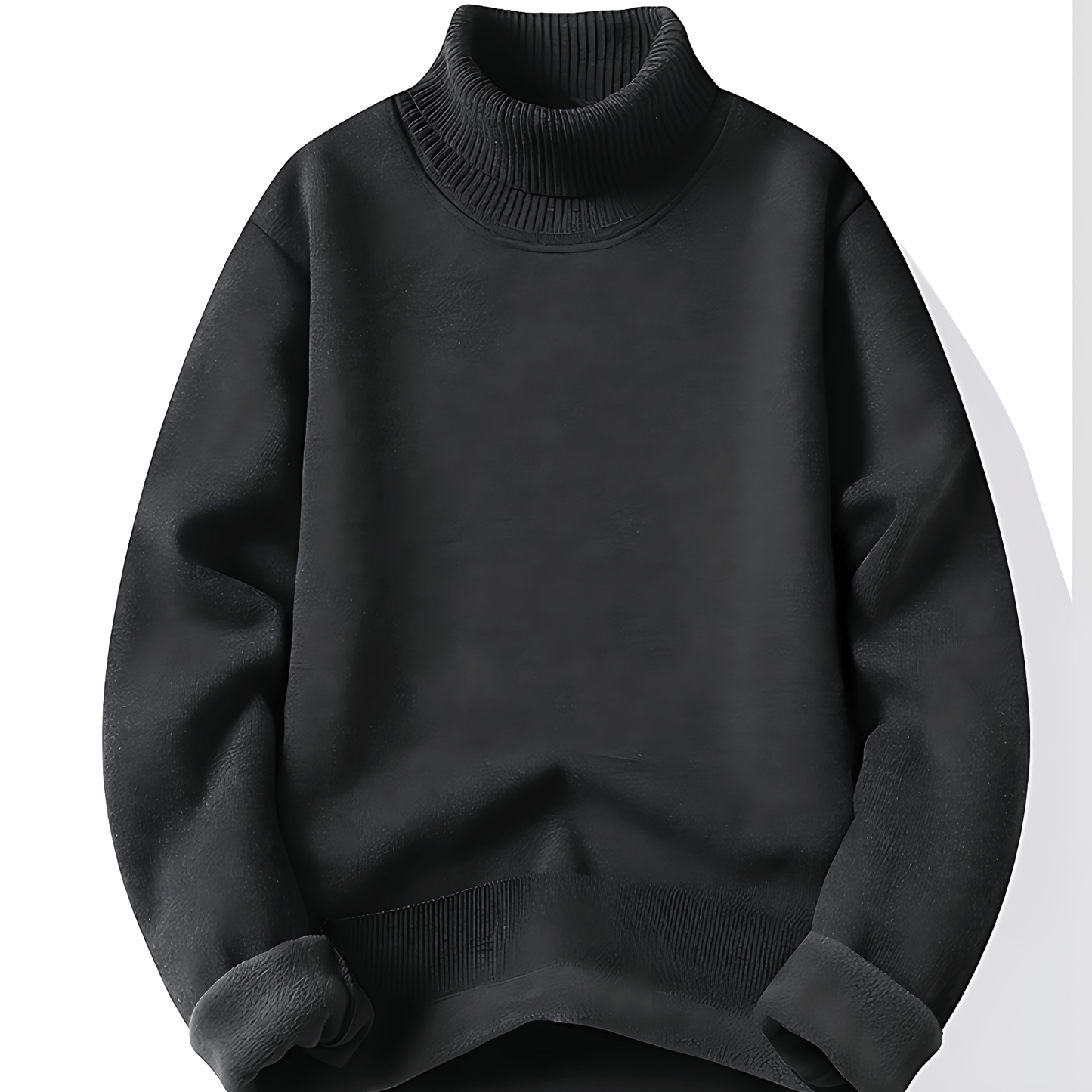 Cevori Comfort Fit Turtleneck Sweater with Rib Detail