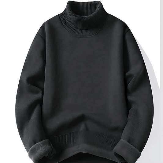 Cevori Comfort Fit Turtleneck Sweater with Rib Detail