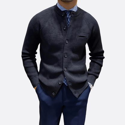 Cevori Crew Neck Ribbed Cardigan Sweater