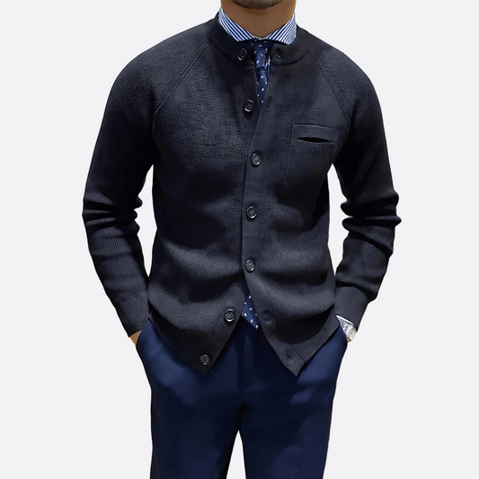 Cevori Crew Neck Ribbed Cardigan Sweater