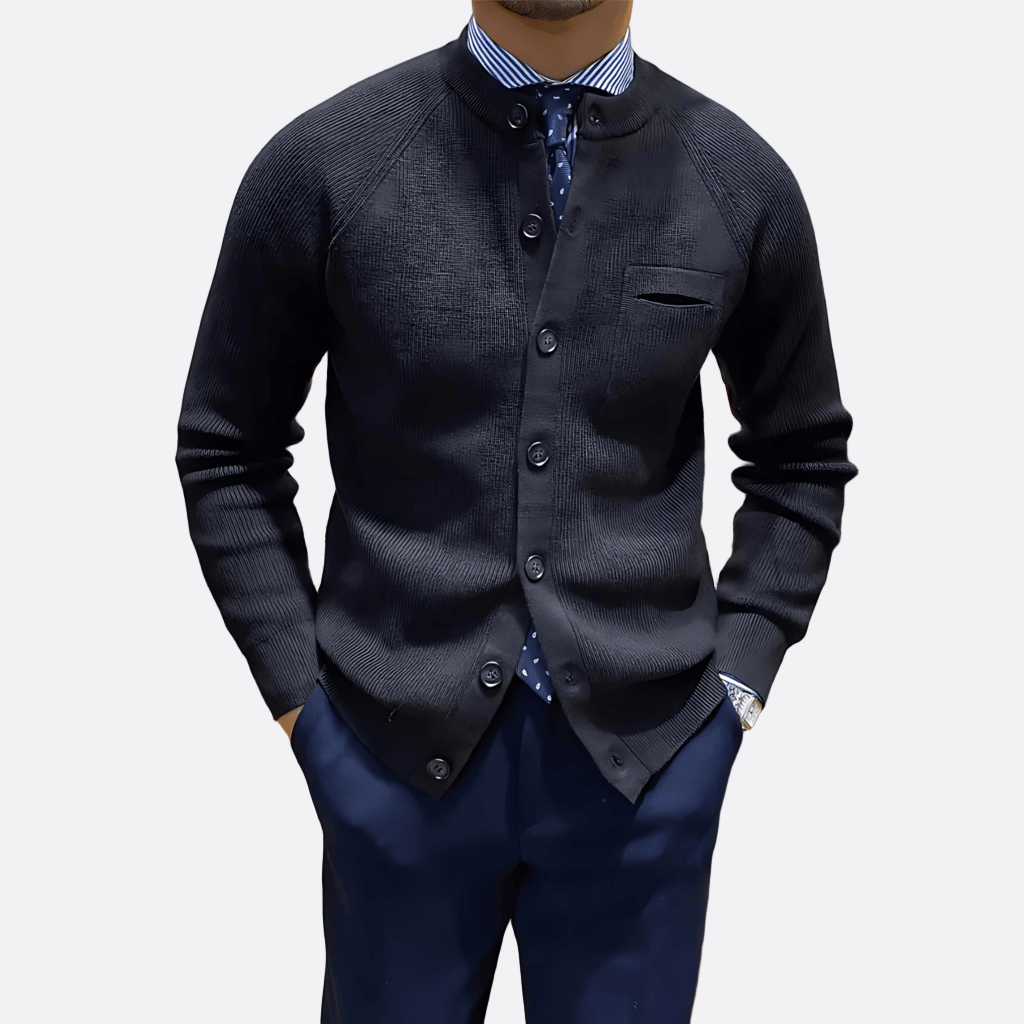 Men’s Band Collar Knit Cardigan
