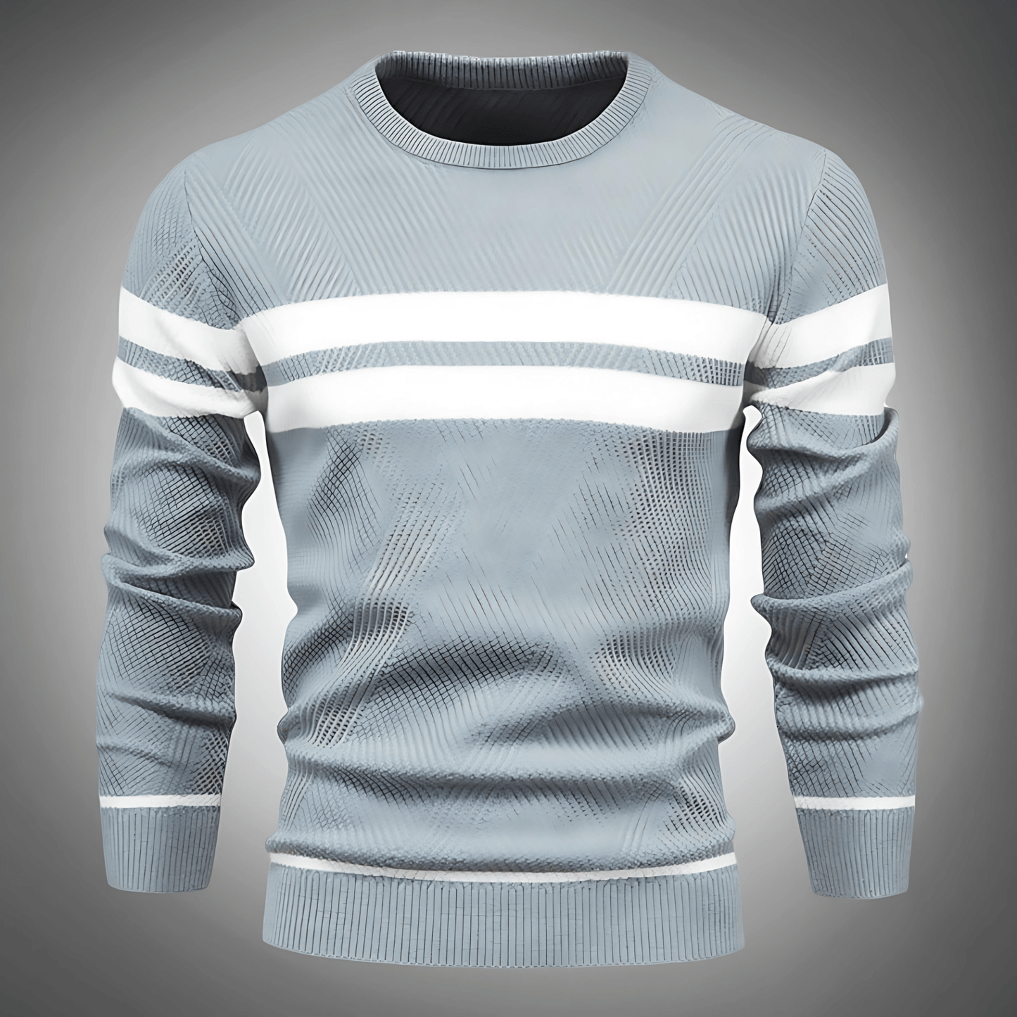 Cevori Crew Neck Textured Striped Knitted Jumper