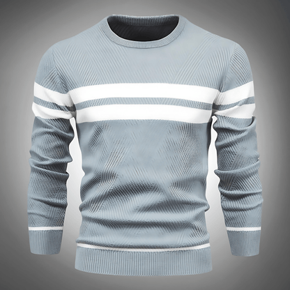 Cevori Crew Neck Textured Striped Knitted Jumper