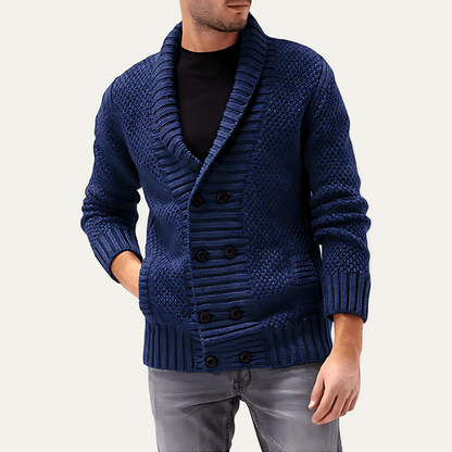 Men’s Double Breasted Chunky Rib Knit Cardigan