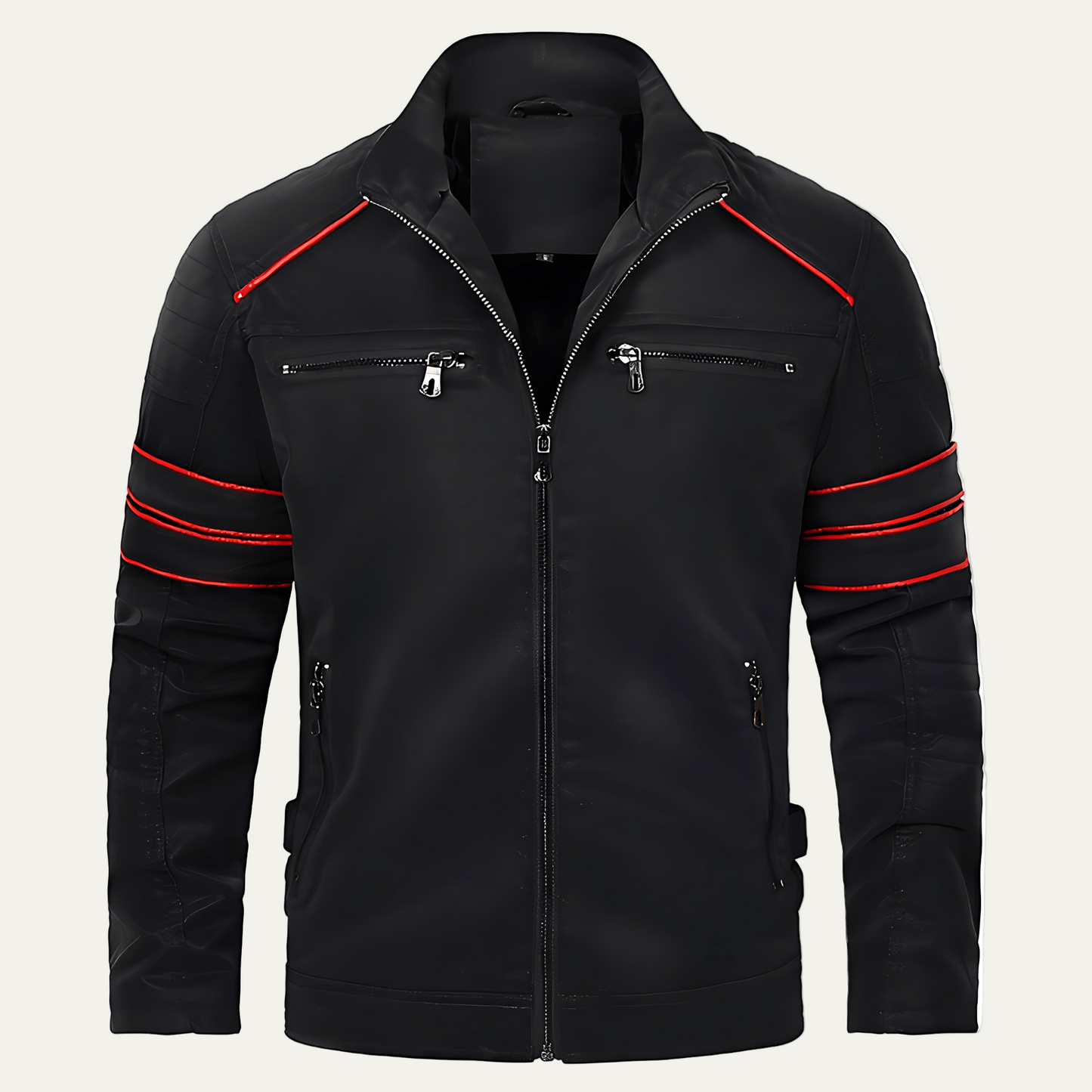 Men’s Stripe Accent Biker Zip Jacket