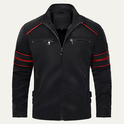 Men’s Stripe Accent Biker Zip Jacket