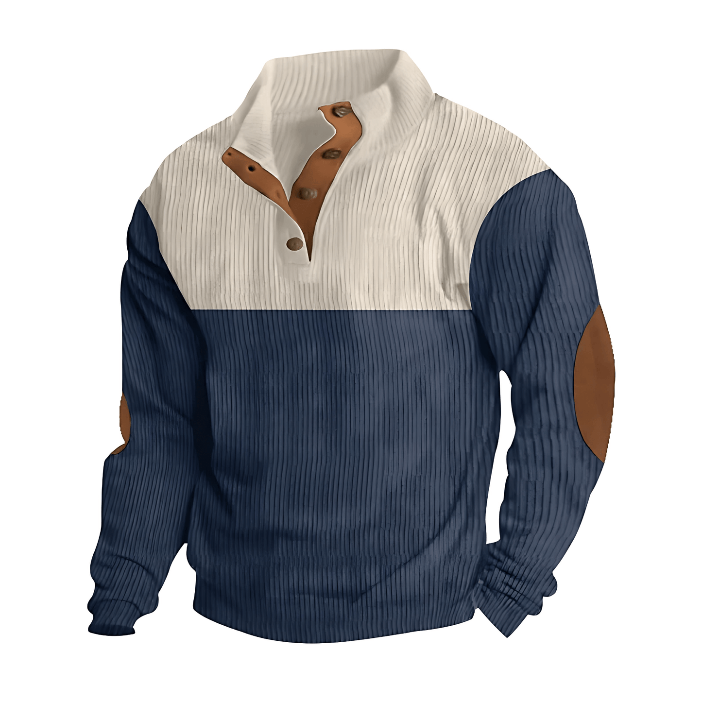 Men’s Ribbed Knit Sweater Color Block Design