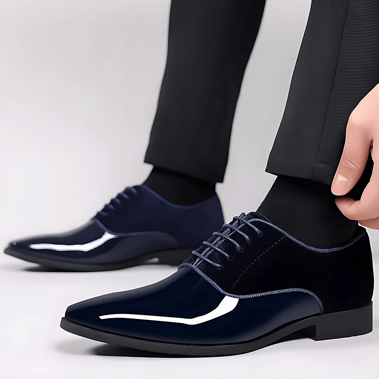 Cevori Elegant Velvet Finished Patent Leather Shoes