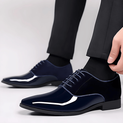 Cevori Elegant Velvet Finished Patent Leather Shoes