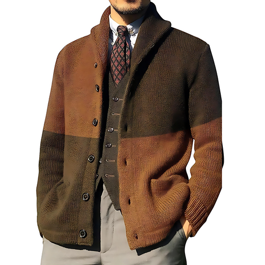 Cevori Fashionable Colour Blocking Design Cardigan