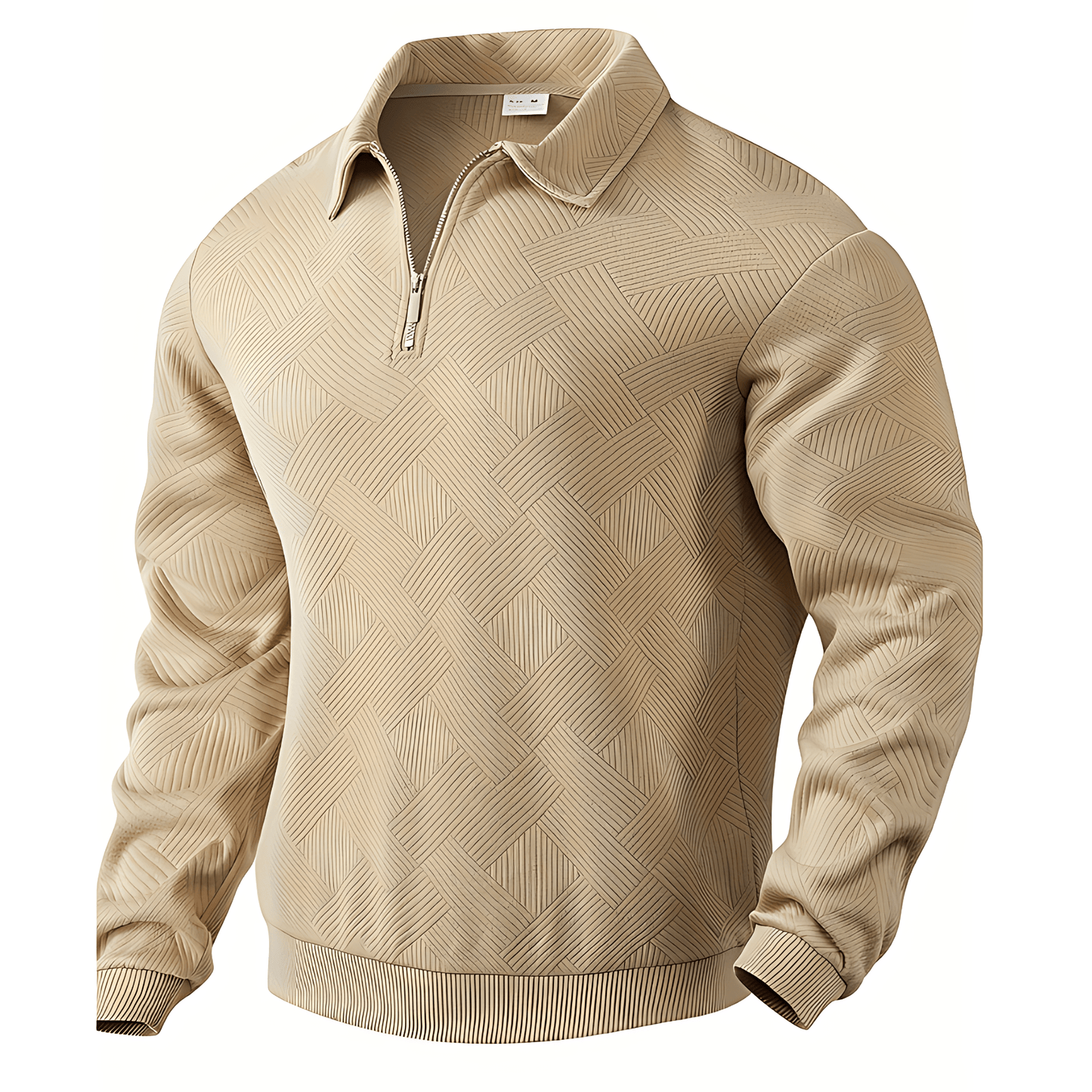 Cevori Geometric Zip & Reverse Collar Jumper