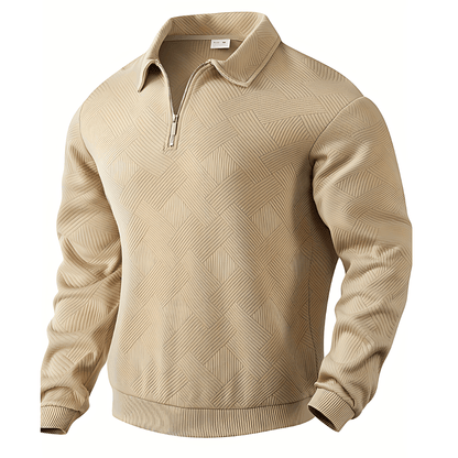 Cevori Geometric Zip & Reverse Collar Jumper