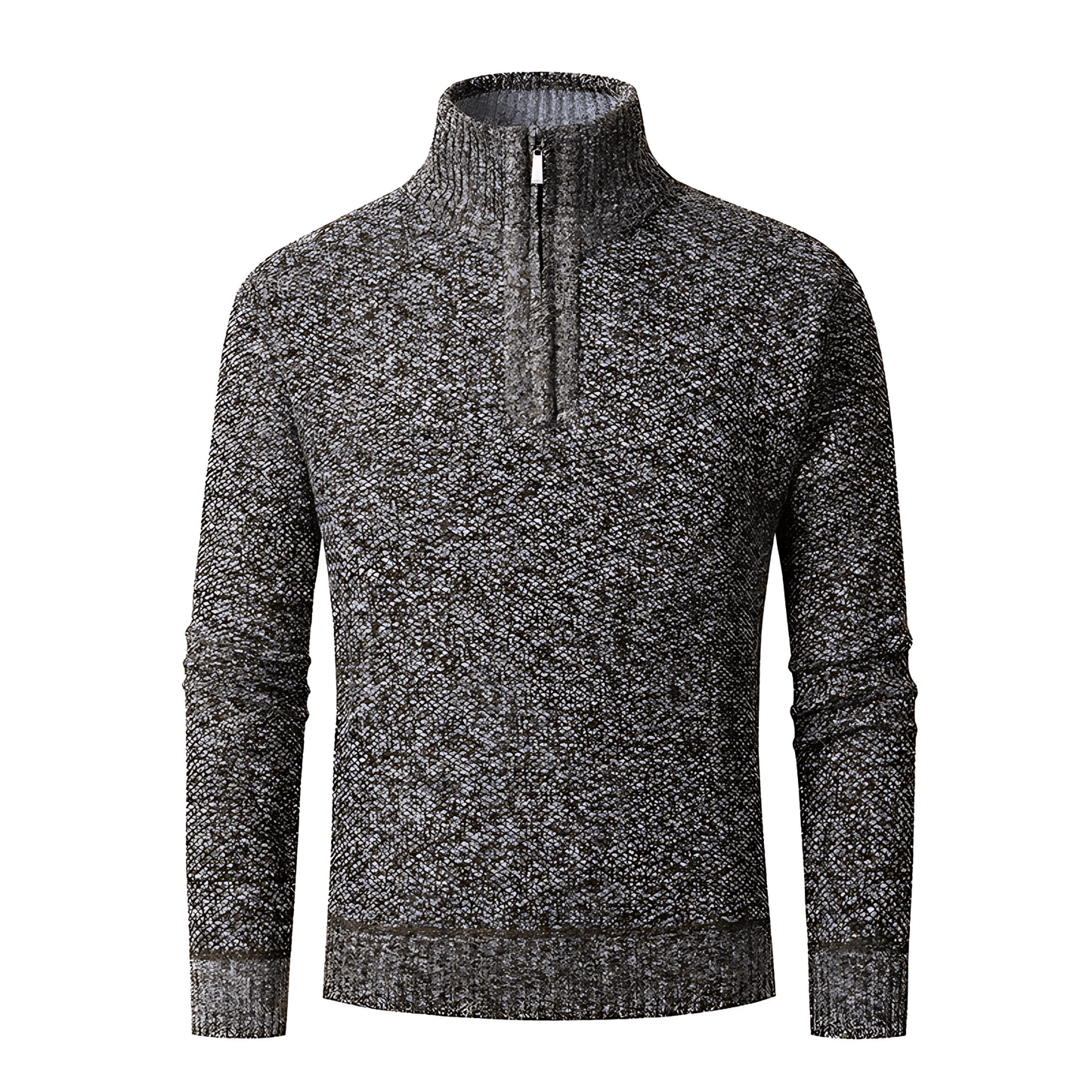 Men’s Textured Quarter Zip High Collar Sweater