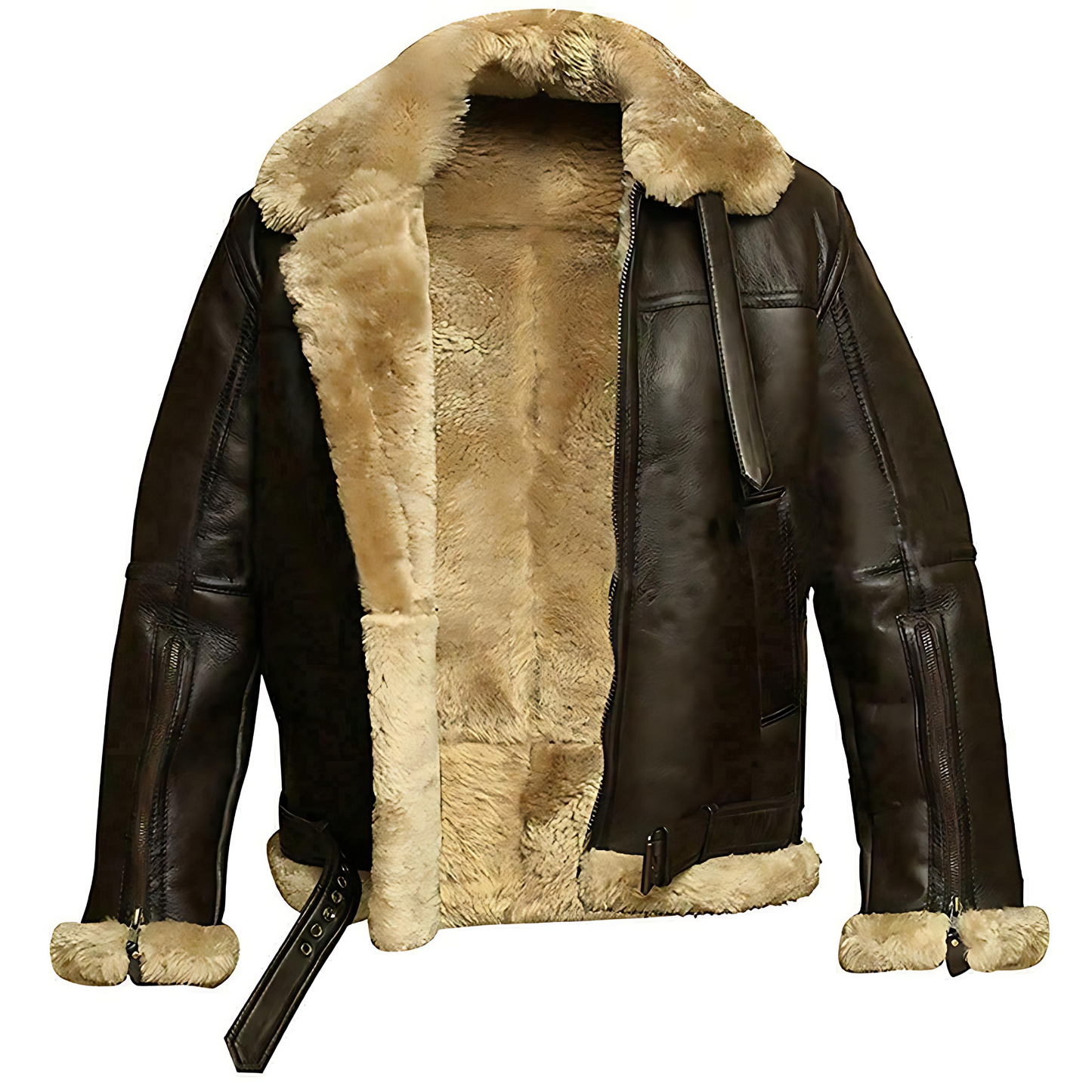 Cevori High Collar Plush Lined PU Leather Coat