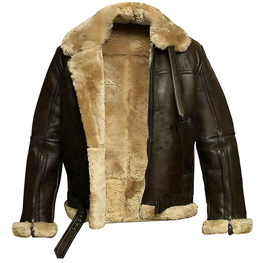 Cevori High Collar Plush Lined PU Leather Coat
