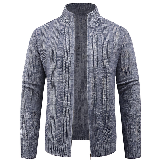 Cevori High Collar Textured Cardigan