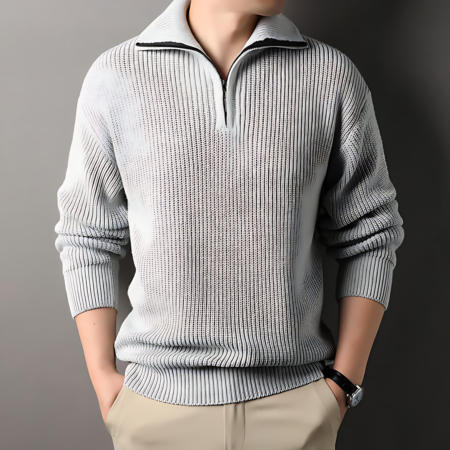 Cevori Knit Style Structured Half Zip Jumper