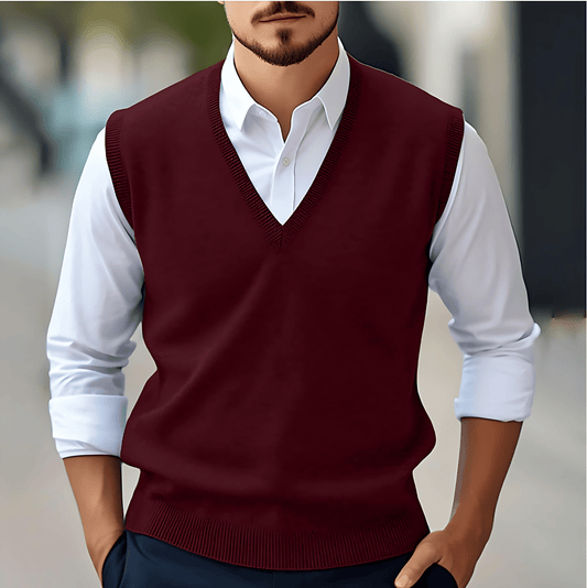 Cevori Knitted Style Sleeveless V-Neck Pullover