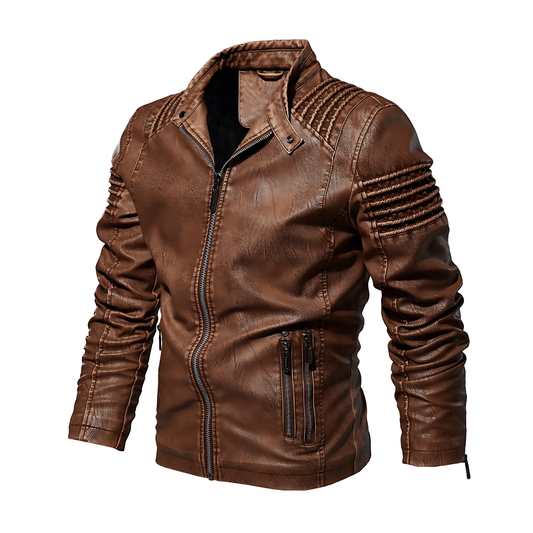 Cevori Leather Jacket with Structured Shoulders