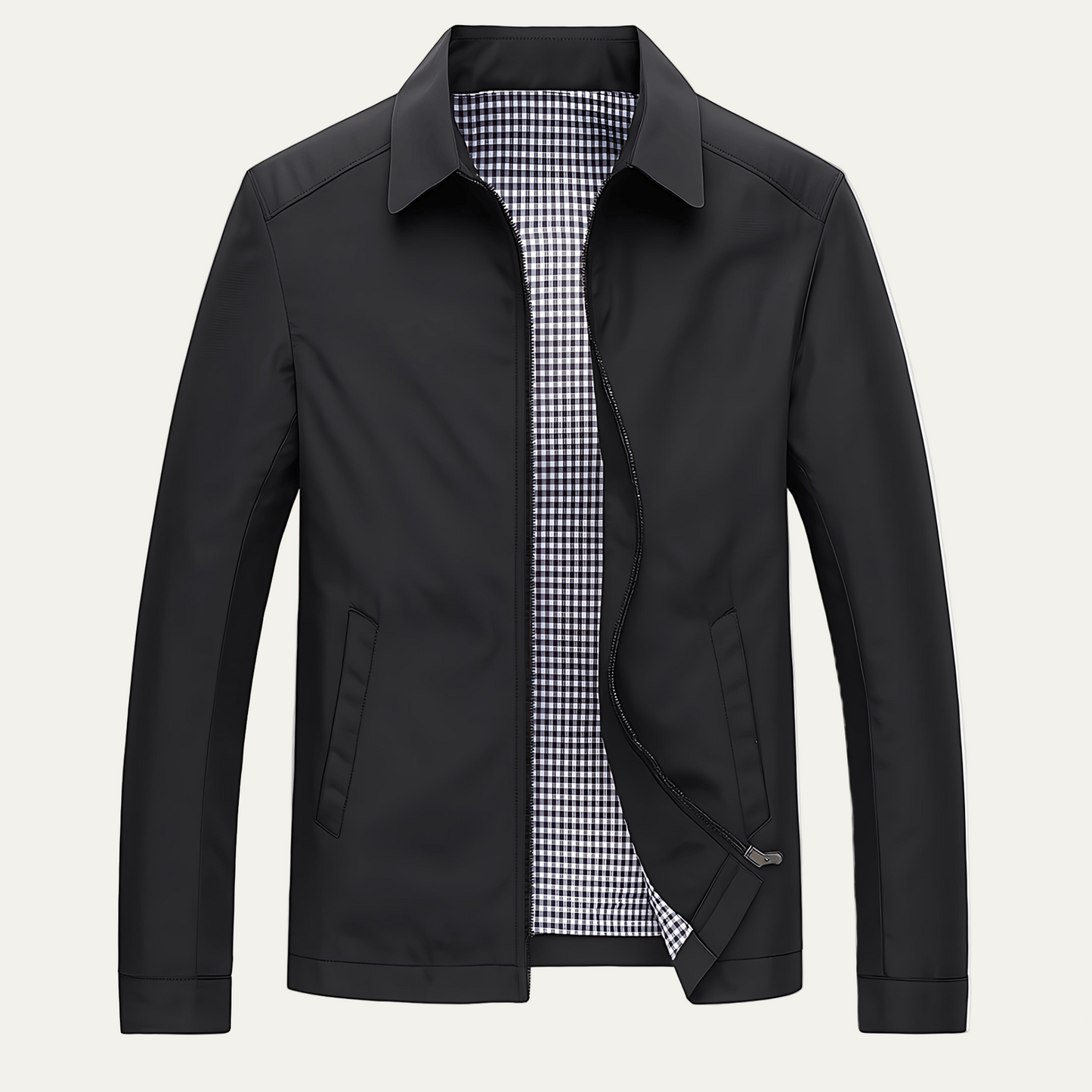Men’s Classic Harrington Windbreaker with Check Lining