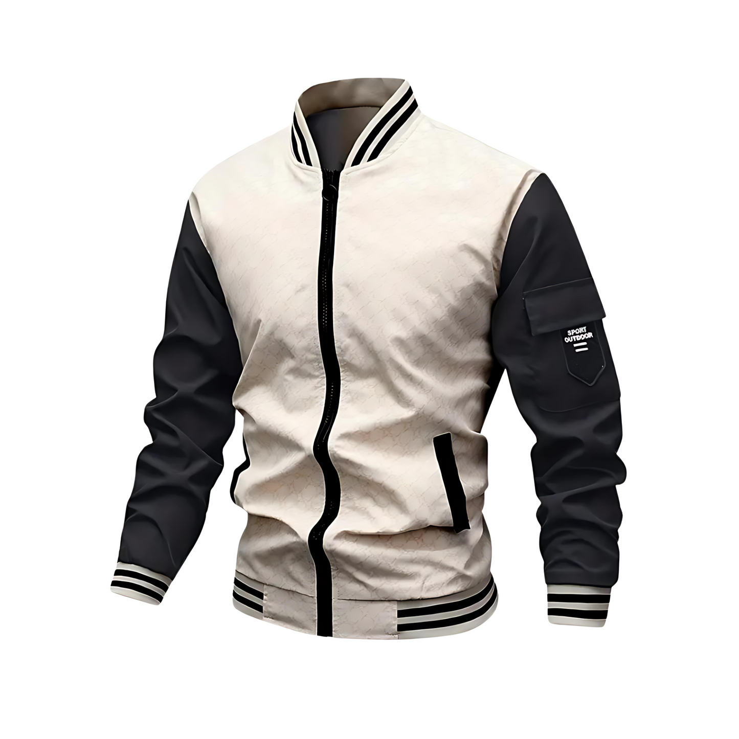 Men’s Contrast Sleeve Patterned Bomber Jacket