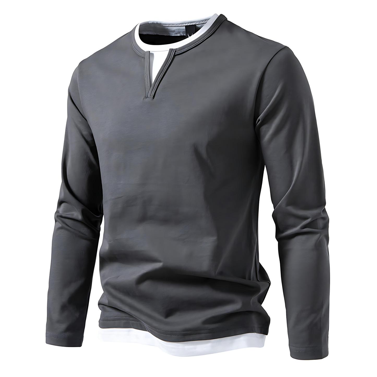 Cevori Long-Sleeve V-Neck Shirt with Layering Details