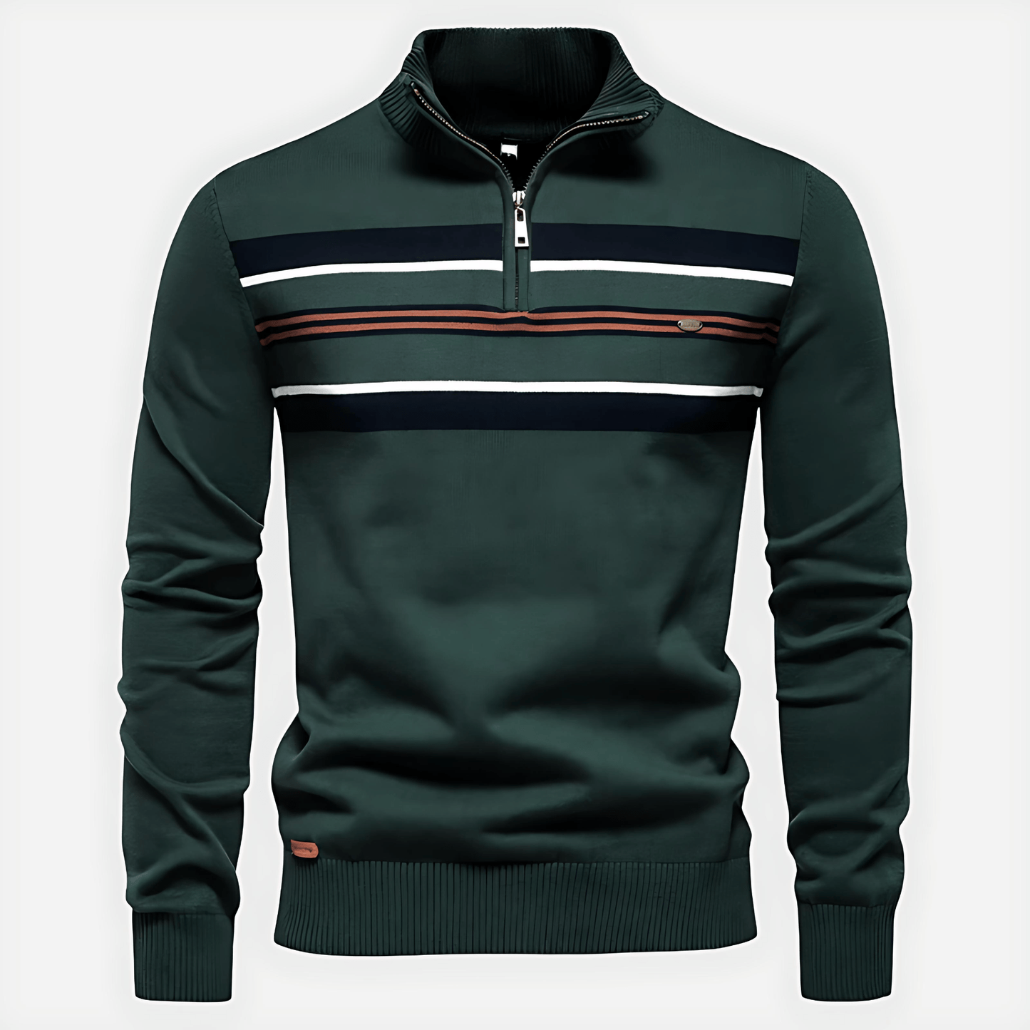Men’s Modern Quarter Zip Stripe Knit Sweater