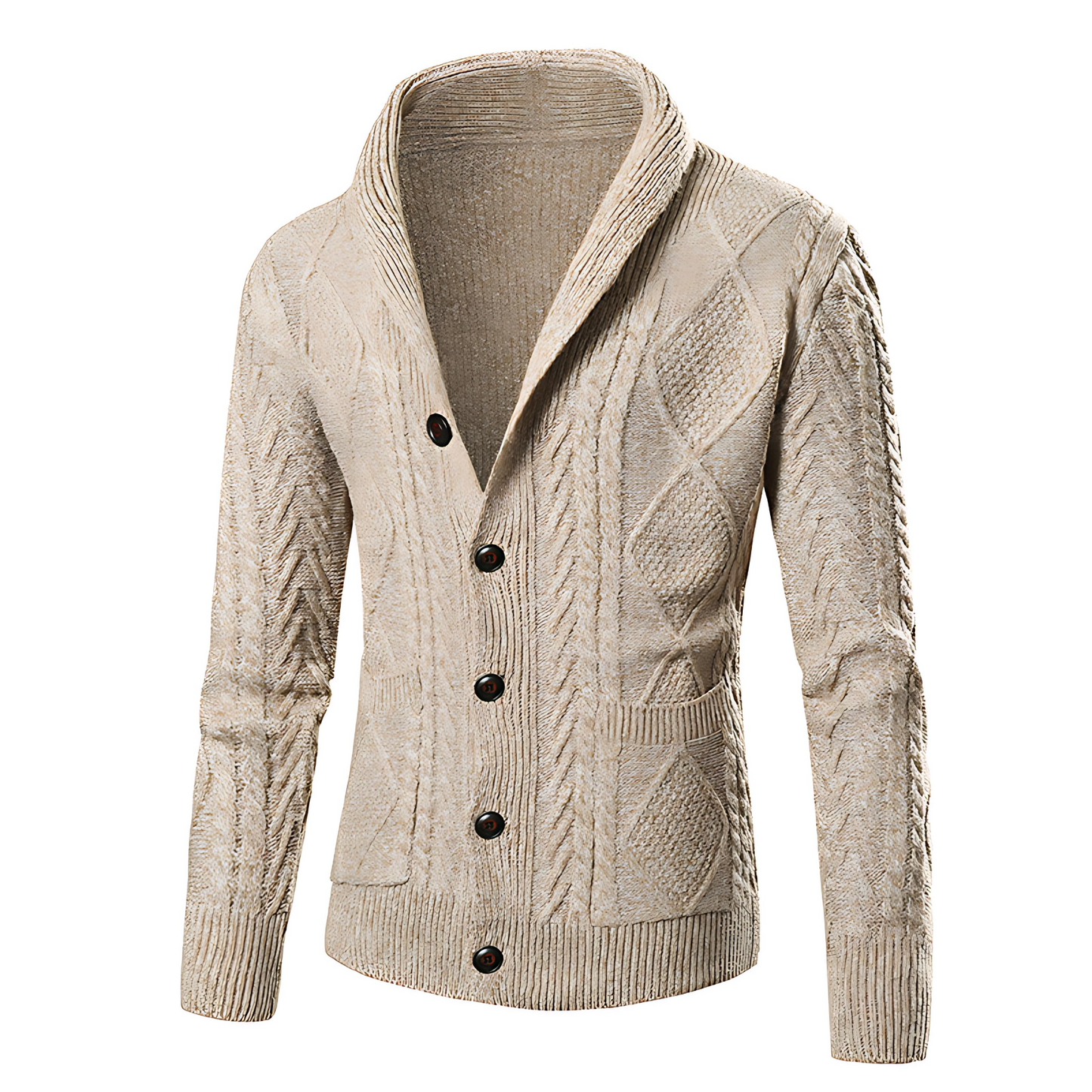 Men’s Cable Knit Shawl Collar Cardigan