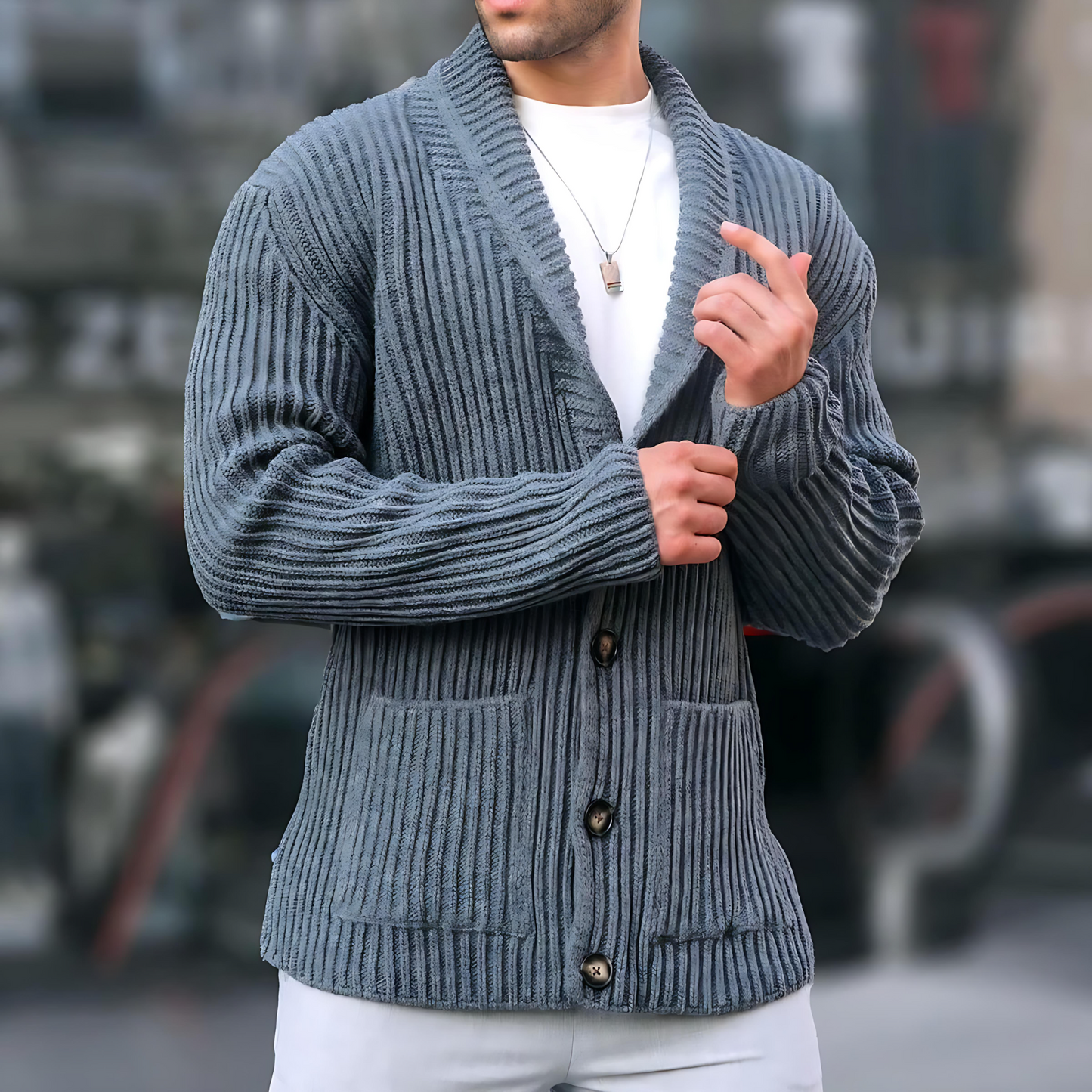 Cevori Modern Style Deep Neckline Cardigan