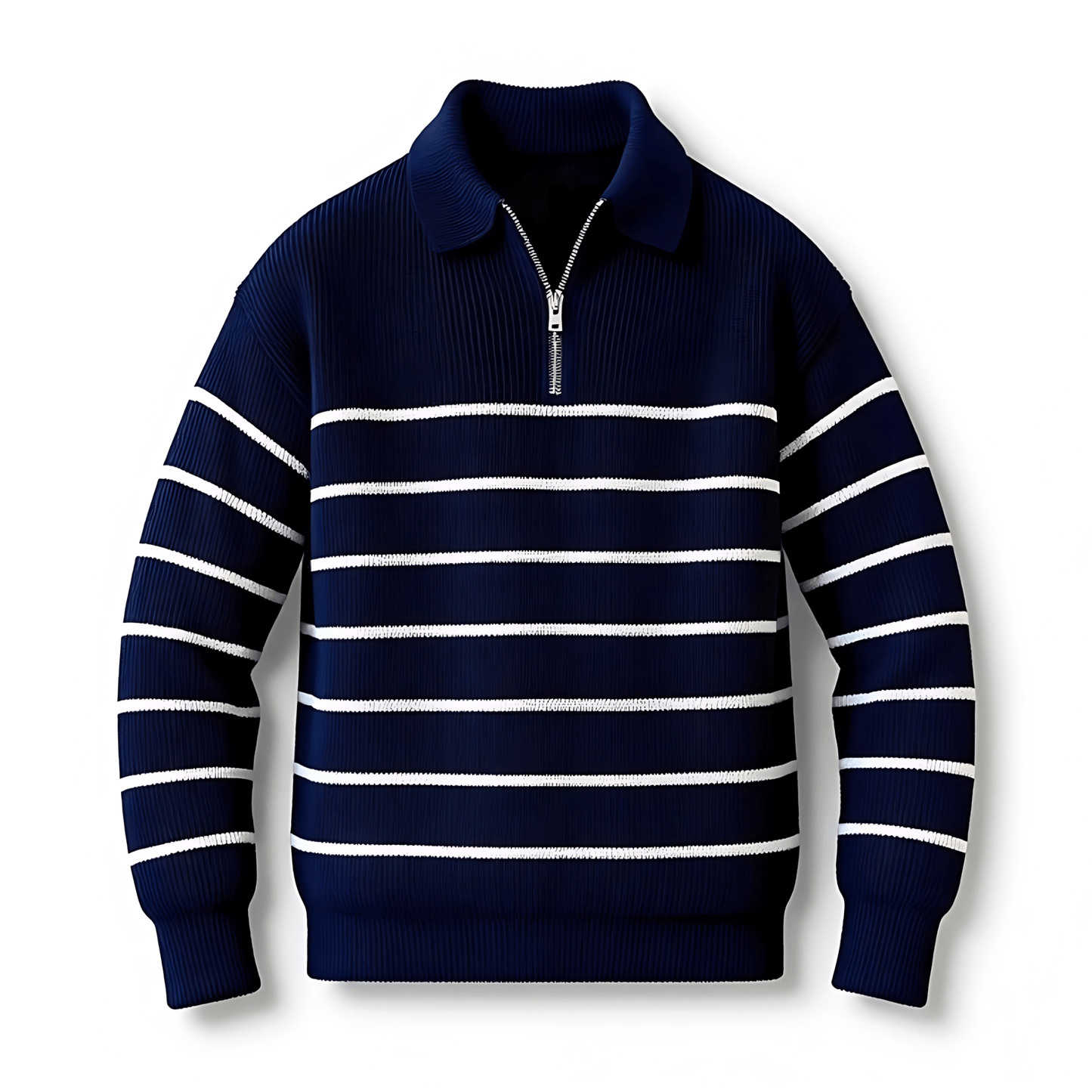 Cevori Nautical Style Striped Half-Zip Jumper