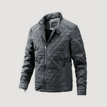 Men’s Winter Diamond Quilted Stand Collar Jacket