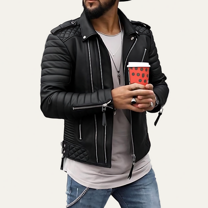 Men’s Quilted Leather Biker Jacket