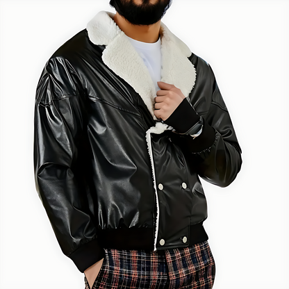 Cevori Relaxed Fit Plush Lining Bomber Jacket