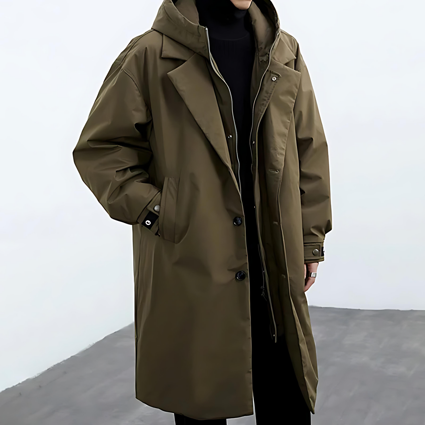 Cevori Removable Hood & Zip Closure Trench Coat