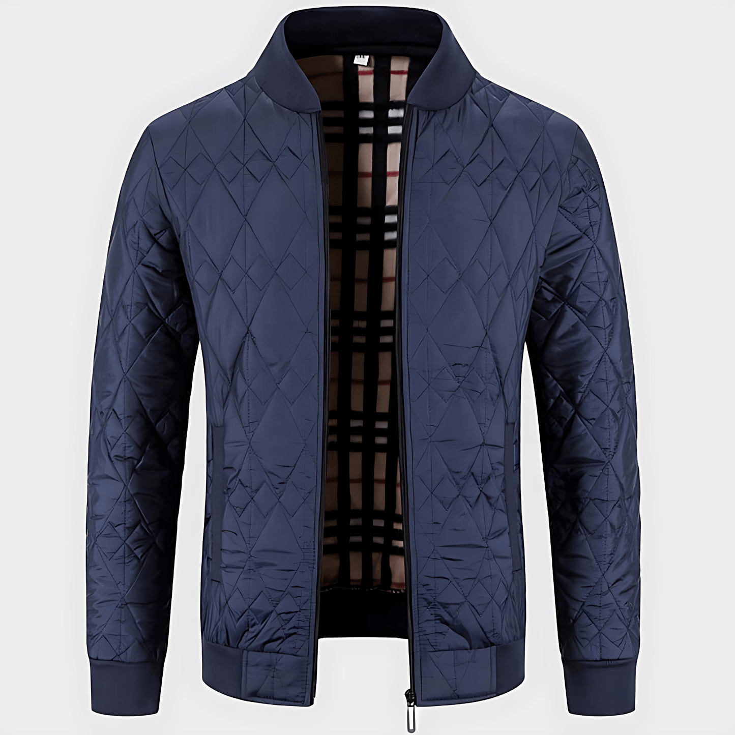 Cevori Ribbed Collar Style Quilted Bomber Jacket