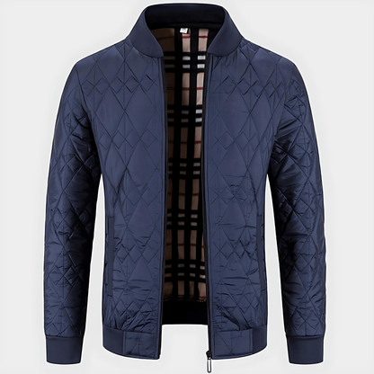 Cevori Ribbed Collar Style Quilted Bomber Jacket