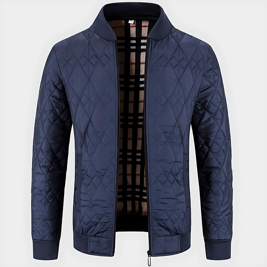 Cevori Ribbed Collar Style Quilted Bomber Jacket