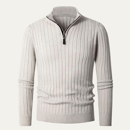 Men’s Ribbed Half Zip Collar Sweater