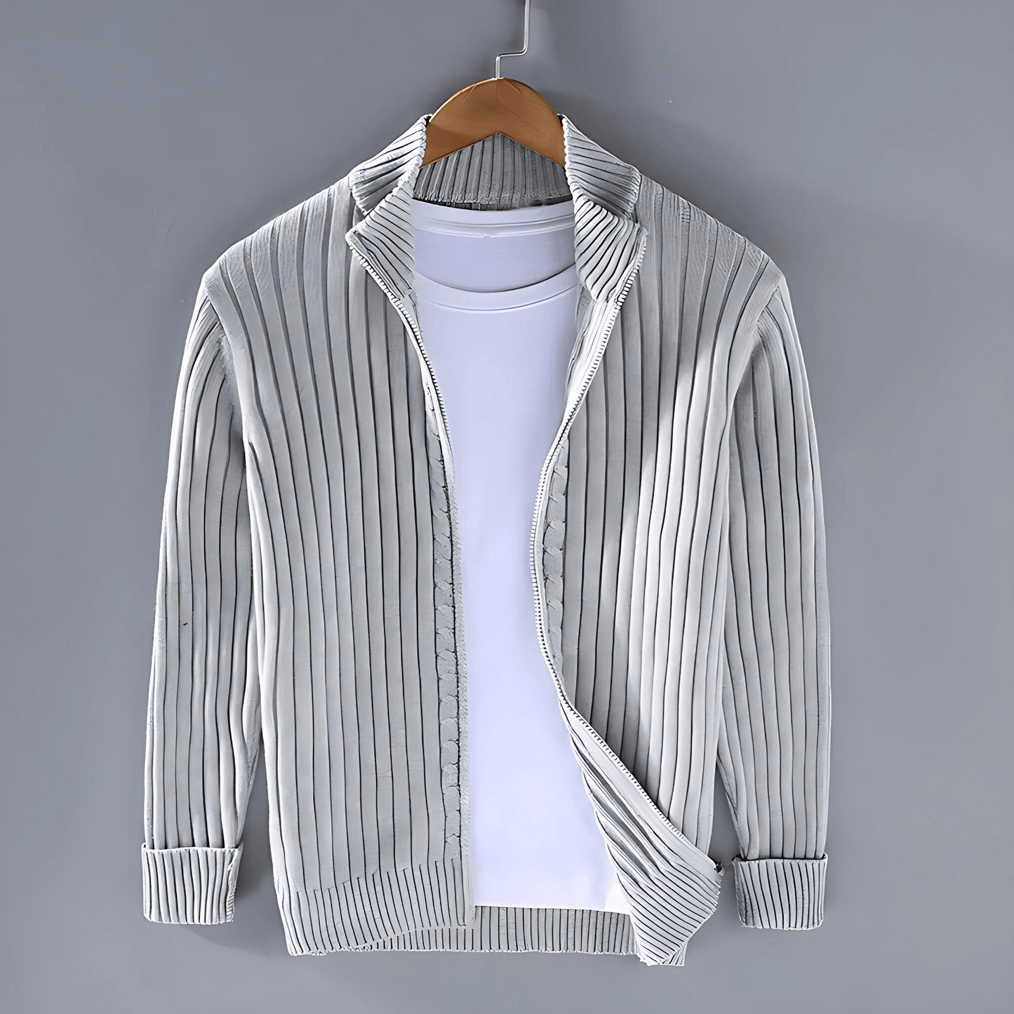 Cevori Ribbed Open Front Knit Cardigan