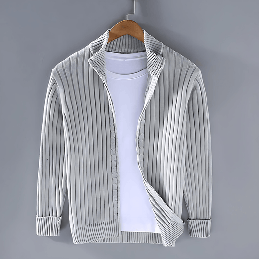 Cevori Ribbed Open Front Knit Cardigan