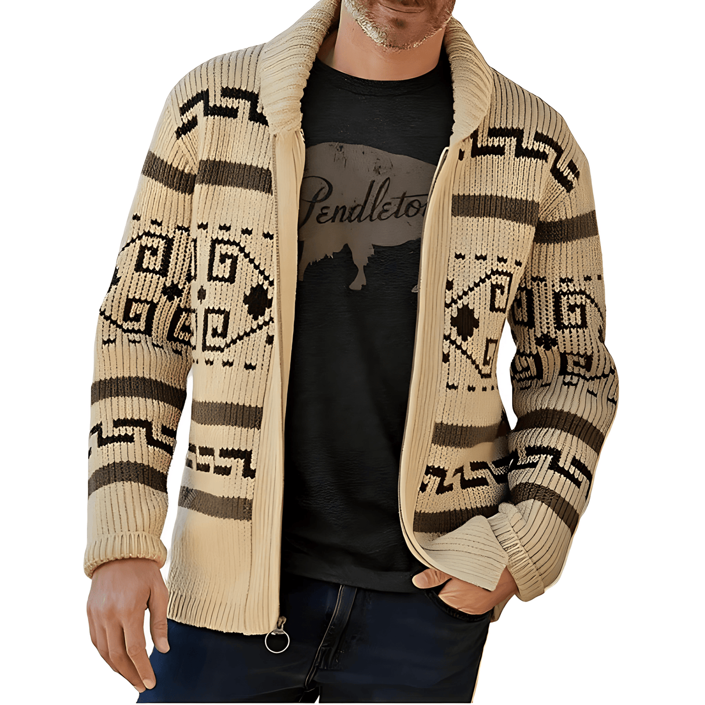 Men's Full-Zip Chunky Knit Cardigan