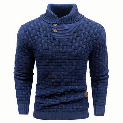 Cevori Shawl Collar Textured Knit Jumper