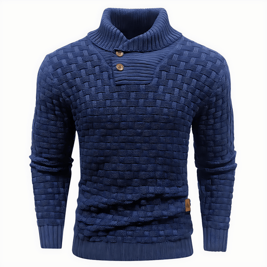Cevori Shawl Collar Textured Knit Jumper