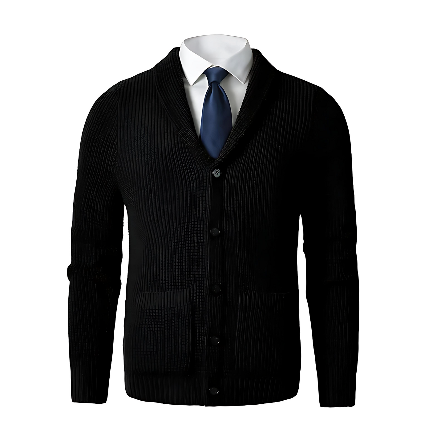 Men’s Shawl Collar Ribbed Cardigan Sweater