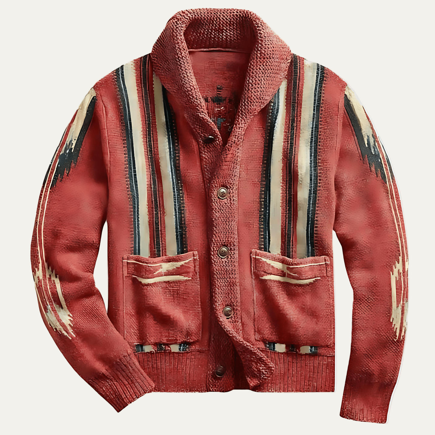 Men’s Striped Shawl Collar Button Front Cardigan