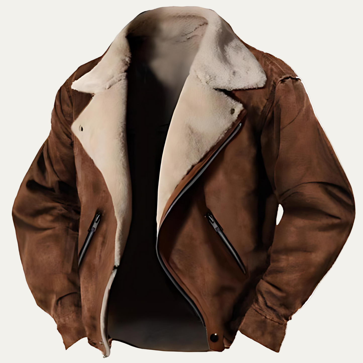 Men’s Shearling Lined Asymmetrical Aviator Jacket
