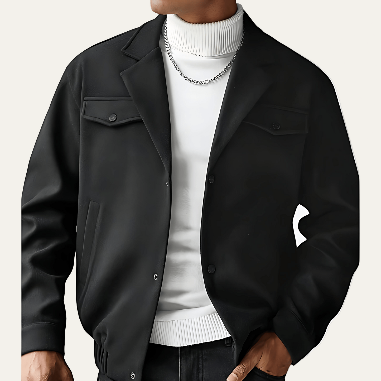 Men’s Button Front Lapel Bomber Jacket