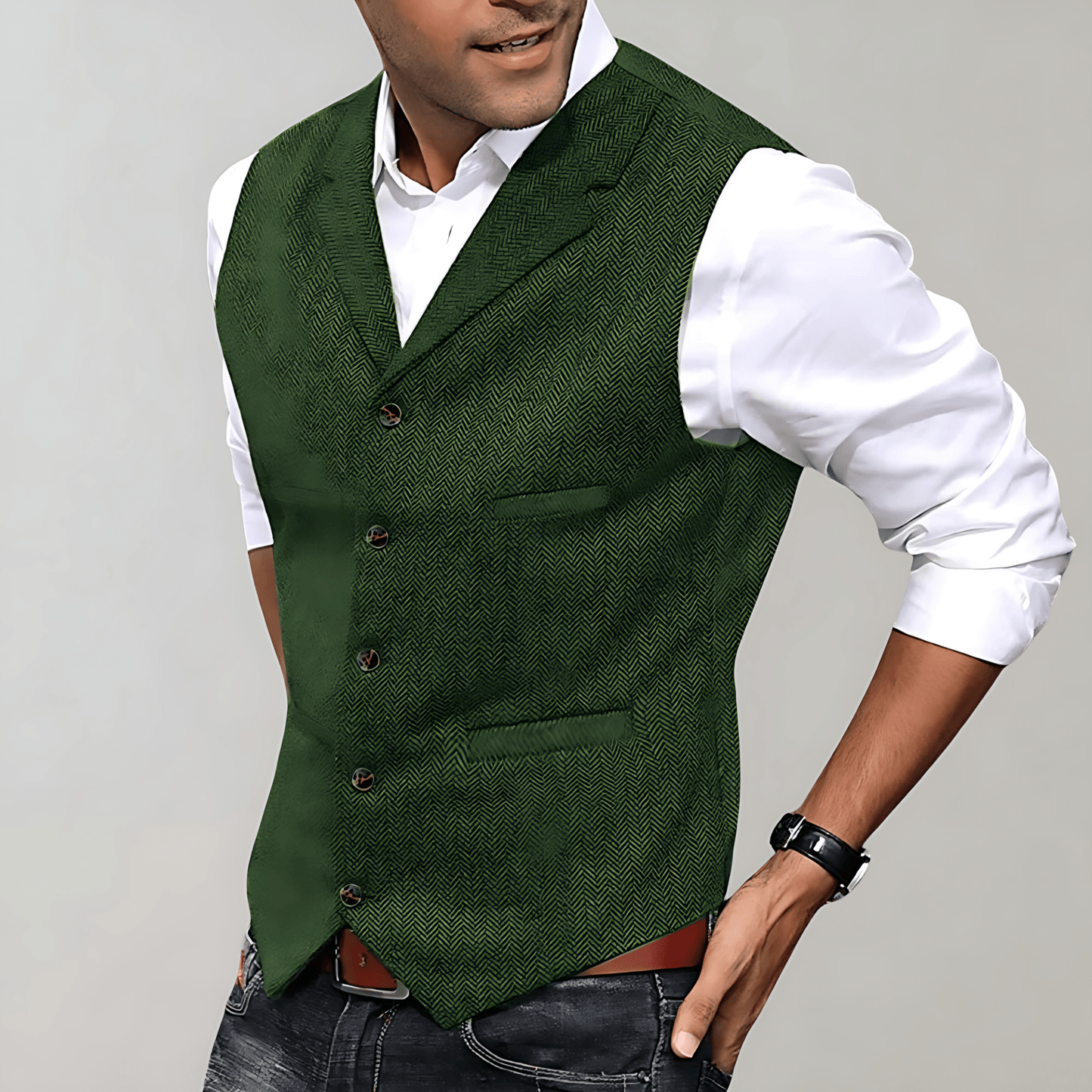 Cevori Sleeveless Button Up Suit Vest