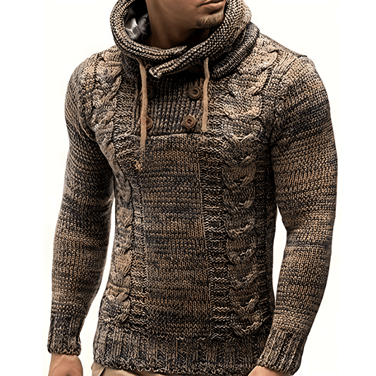 Cevori Slim Fit Cable Knit Turtleneck Sweater